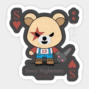 Sawy Nightmare Evil bear chainsaw cute scary cool Halloween card Sticker